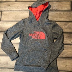 The North Face hoodie womens sm gray and neon pink